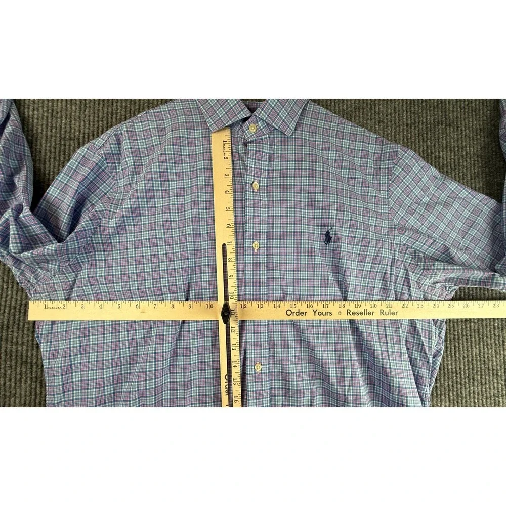 Polo Ralph Lauren Shirt Men size XL TG Pink Blue Green Button Plaid Classic Fit